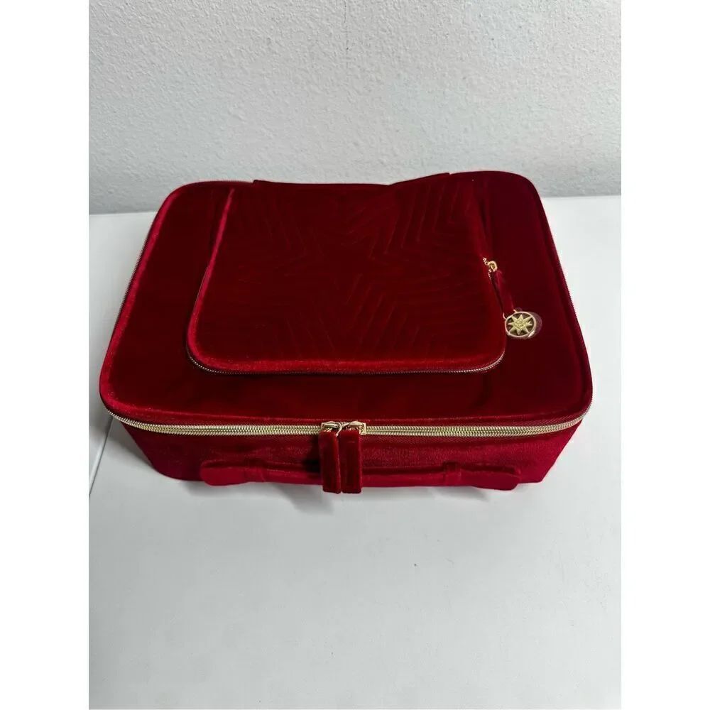 Estee Lauder Large Makeup Cosmetic Bag TRAIN CASE RED Velvet 2023 NEW